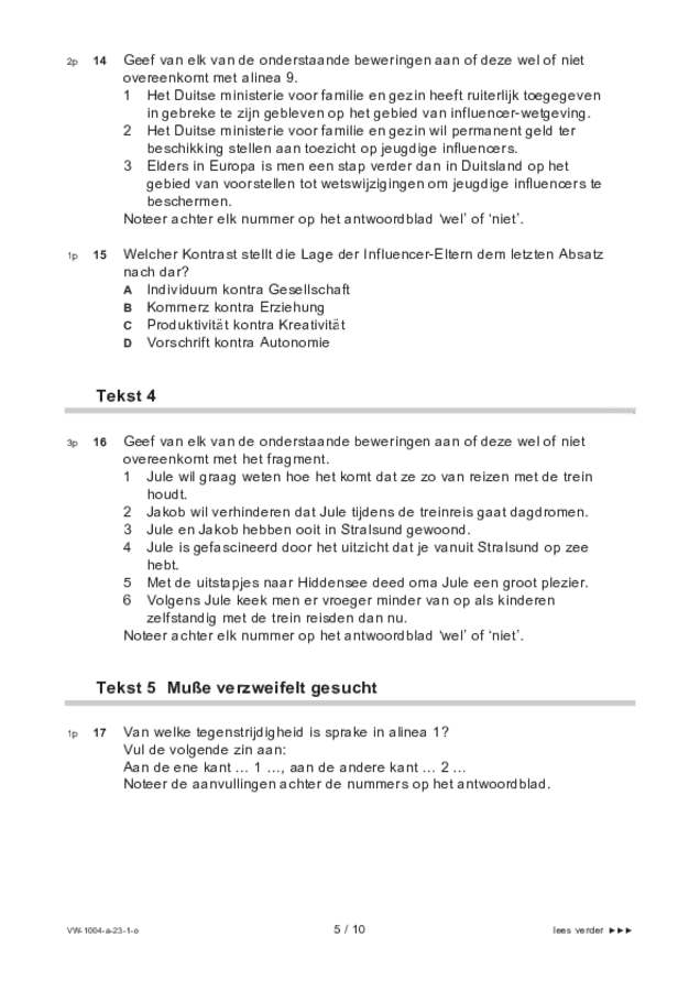 Opgaven examen VWO Duits 2023, tijdvak 1. Pagina 5
