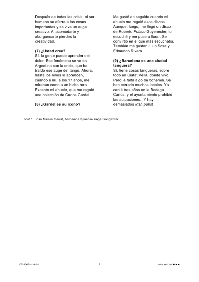 Bijlage examen VWO Spaans 2010, tijdvak 1. Pagina 7