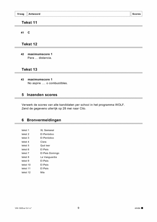 Correctievoorschrift examen VWO Spaans 2010, tijdvak 1. Pagina 9