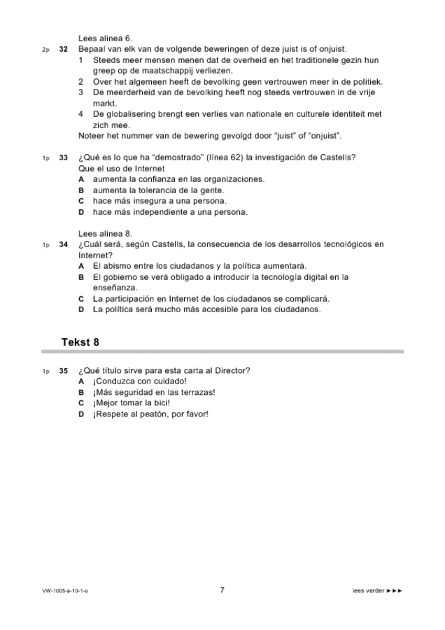 Opgaven examen VWO Spaans 2010, tijdvak 1. Pagina 7