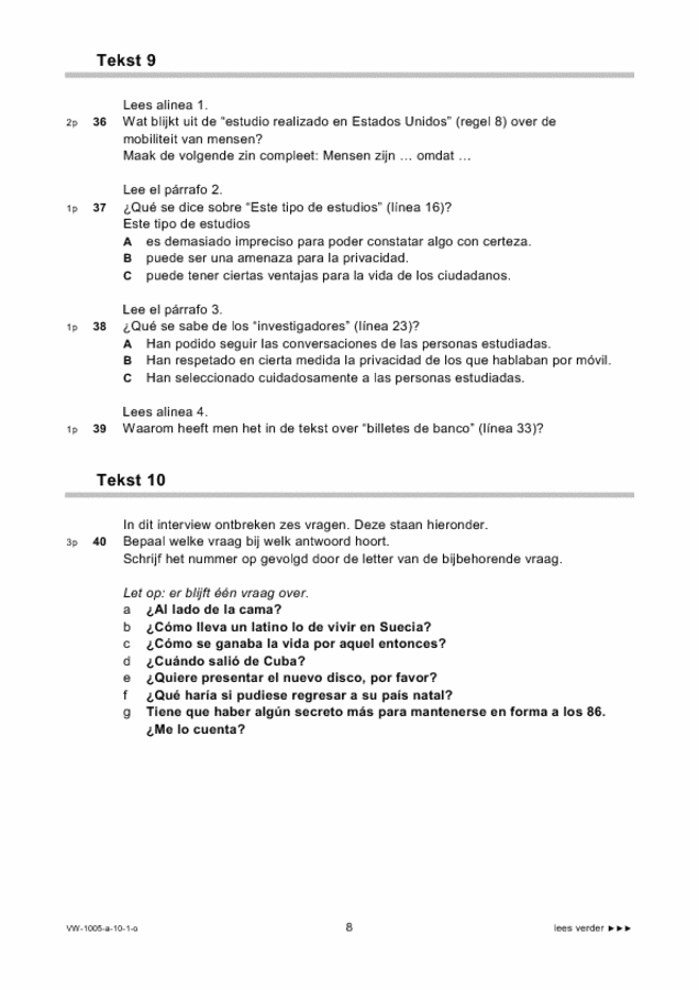 Opgaven examen VWO Spaans 2010, tijdvak 1. Pagina 8