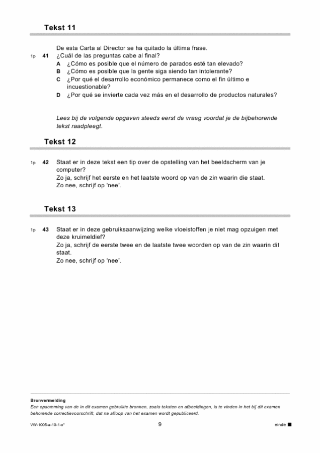 Opgaven examen VWO Spaans 2010, tijdvak 1. Pagina 9