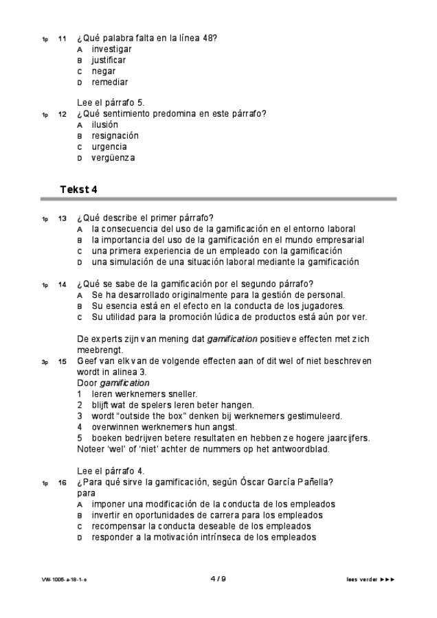 Opgaven examen VWO Spaans 2018, tijdvak 1. Pagina 4