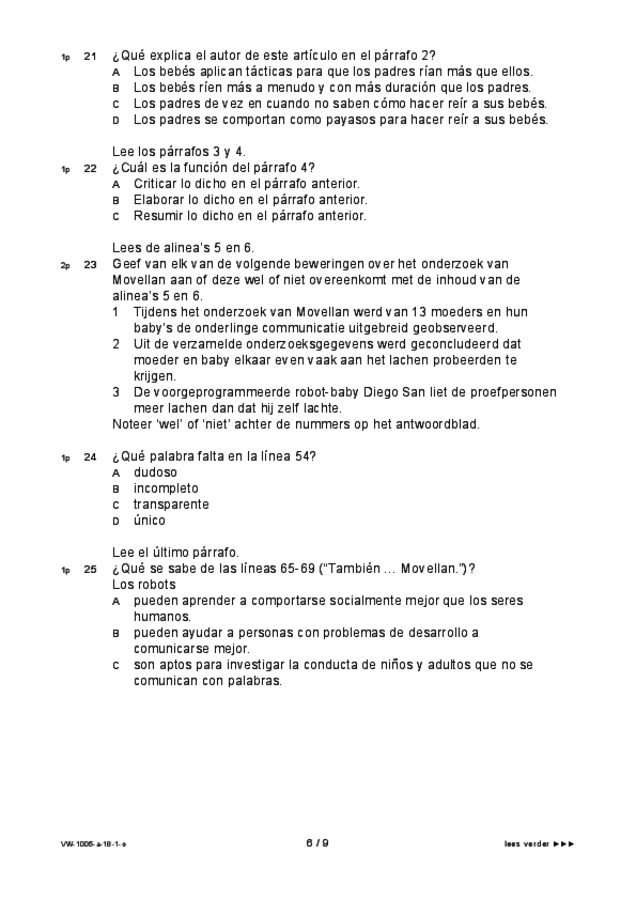 Opgaven examen VWO Spaans 2018, tijdvak 1. Pagina 6
