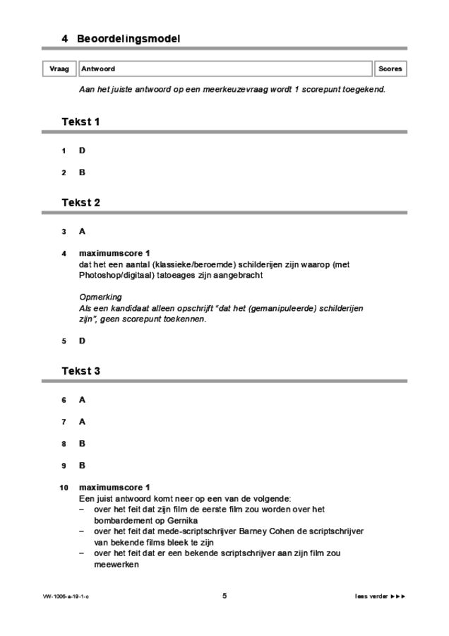 Correctievoorschrift examen VWO Spaans 2019, tijdvak 1. Pagina 5