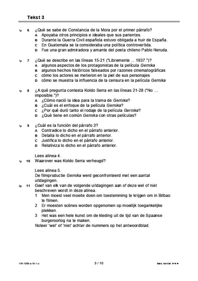 Opgaven examen VWO Spaans 2019, tijdvak 1. Pagina 3