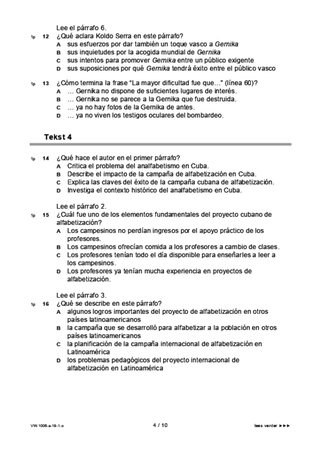 Opgaven examen VWO Spaans 2019, tijdvak 1. Pagina 4