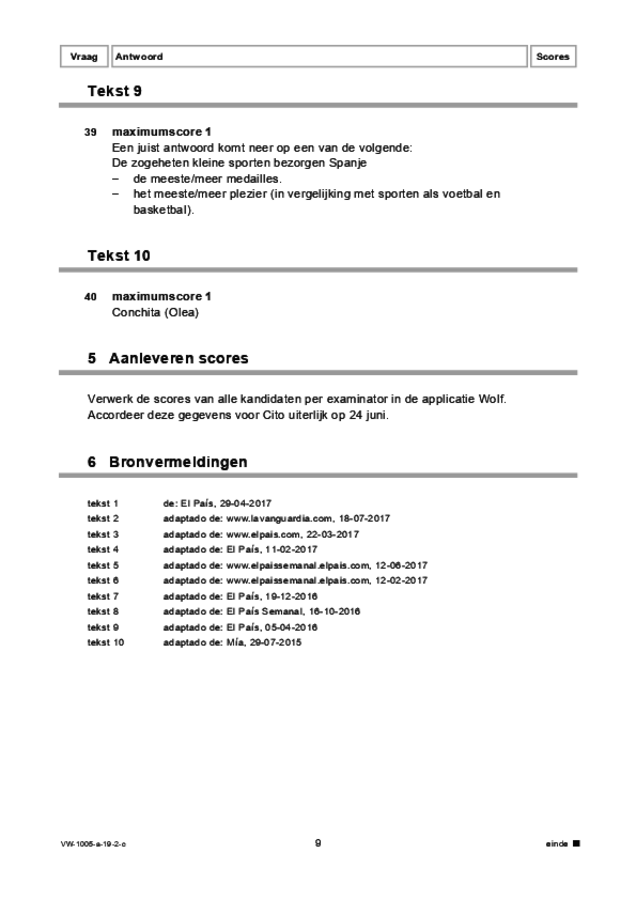 Correctievoorschrift examen VWO Spaans 2019, tijdvak 2. Pagina 9