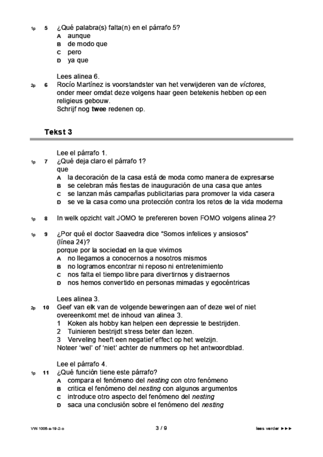 Opgaven examen VWO Spaans 2019, tijdvak 2. Pagina 3