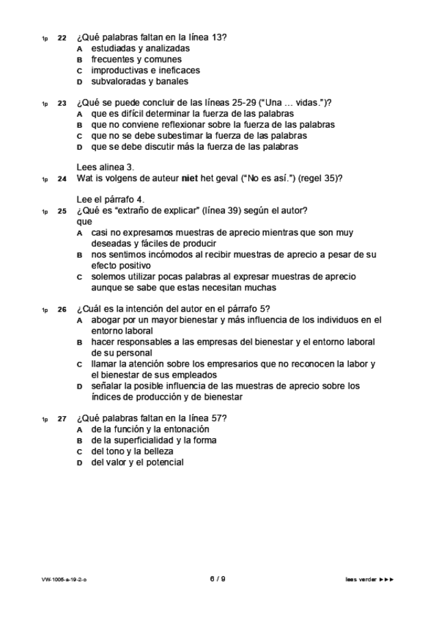 Opgaven examen VWO Spaans 2019, tijdvak 2. Pagina 6