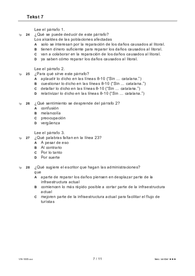 Opgaven examen VWO Spaans 2021, tijdvak 1. Pagina 7