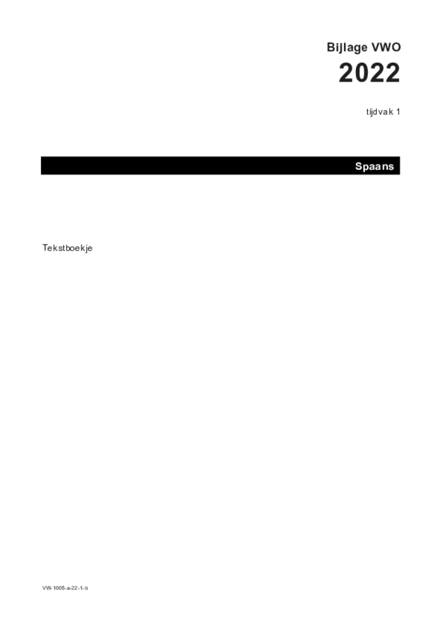 Bijlage examen VWO Spaans 2022, tijdvak 1. Pagina 1