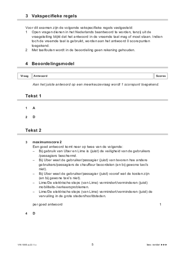 Correctievoorschrift examen VWO Spaans 2022, tijdvak 1. Pagina 5