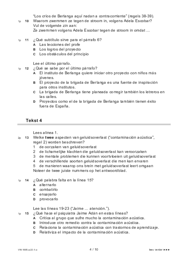 Opgaven examen VWO Spaans 2022, tijdvak 1. Pagina 4