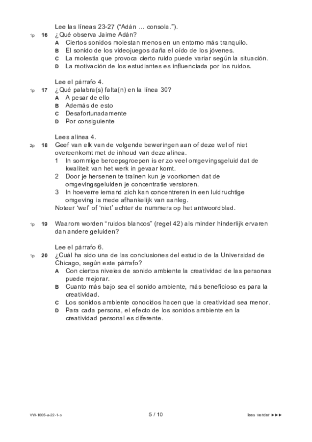 Opgaven examen VWO Spaans 2022, tijdvak 1. Pagina 5