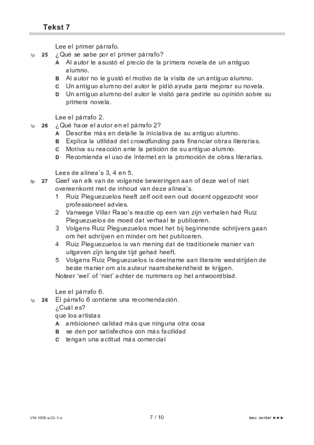 Opgaven examen VWO Spaans 2022, tijdvak 1. Pagina 7