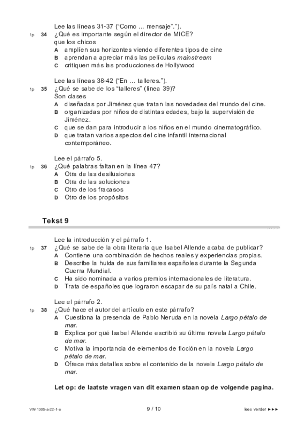 Opgaven examen VWO Spaans 2022, tijdvak 1. Pagina 9