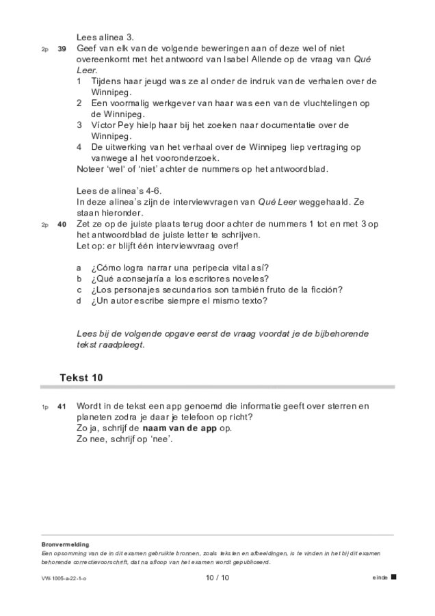 Opgaven examen VWO Spaans 2022, tijdvak 1. Pagina 10