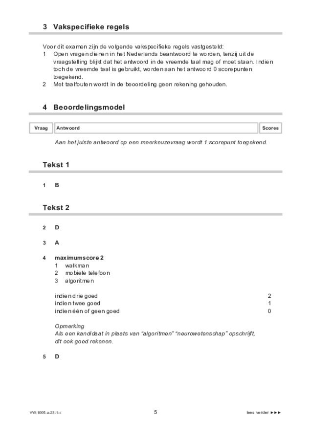 Correctievoorschrift examen VWO Spaans 2023, tijdvak 1. Pagina 5