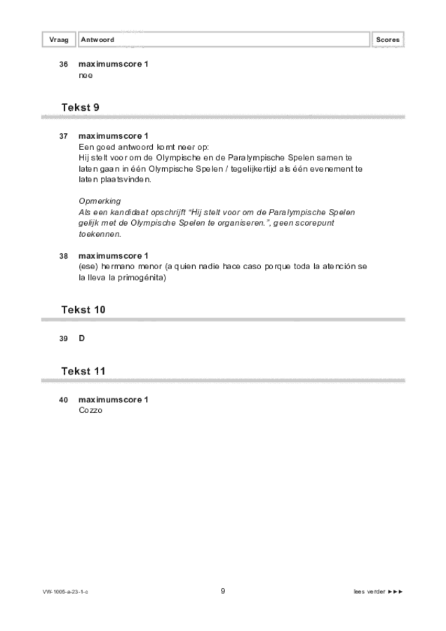 Correctievoorschrift examen VWO Spaans 2023, tijdvak 1. Pagina 9