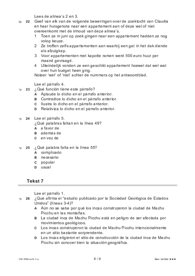 Opgaven examen VWO Spaans 2023, tijdvak 1. Pagina 6