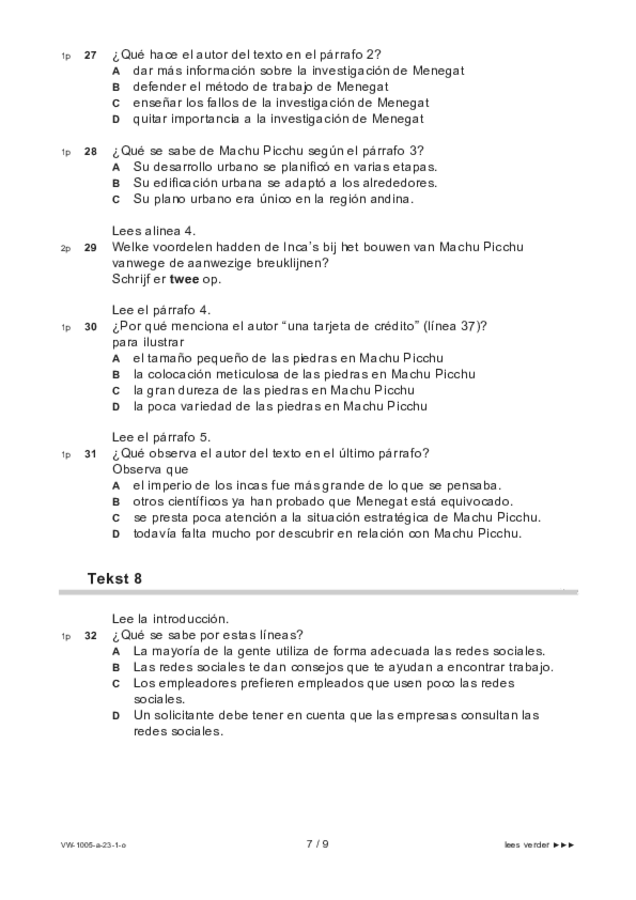 Opgaven examen VWO Spaans 2023, tijdvak 1. Pagina 7