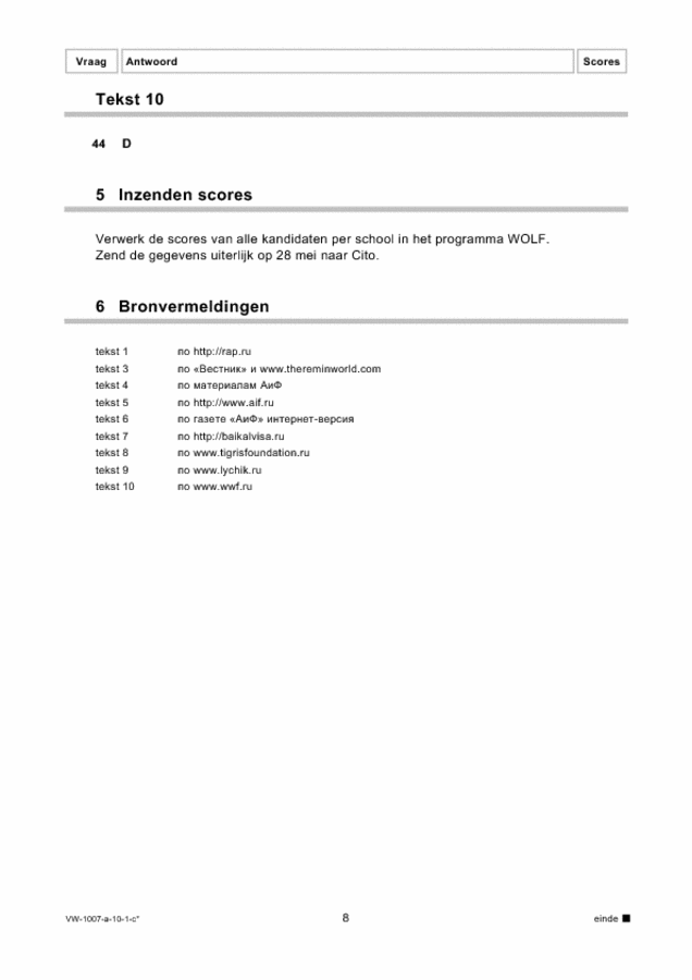 Correctievoorschrift examen VWO Russisch 2010, tijdvak 1. Pagina 8