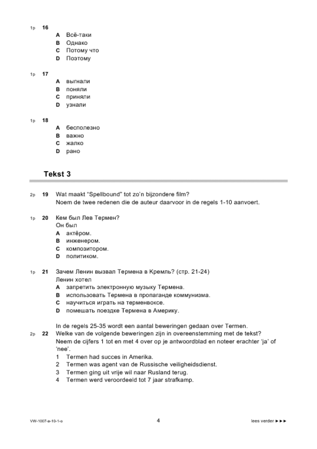Opgaven examen VWO Russisch 2010, tijdvak 1. Pagina 4