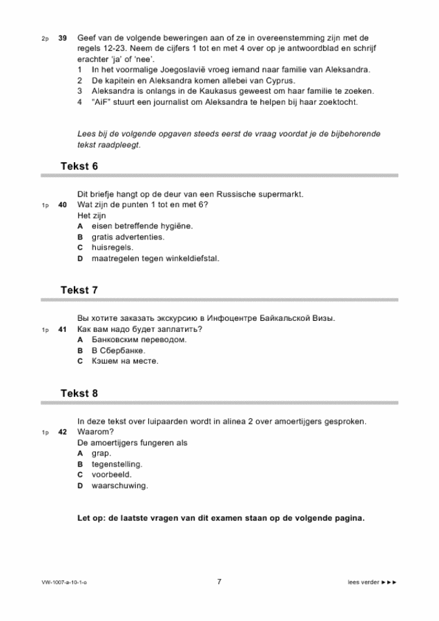 Opgaven examen VWO Russisch 2010, tijdvak 1. Pagina 7
