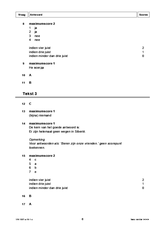 Correctievoorschrift examen VWO Russisch 2019, tijdvak 1. Pagina 6