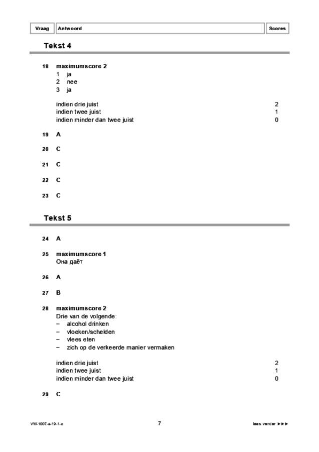 Correctievoorschrift examen VWO Russisch 2019, tijdvak 1. Pagina 7