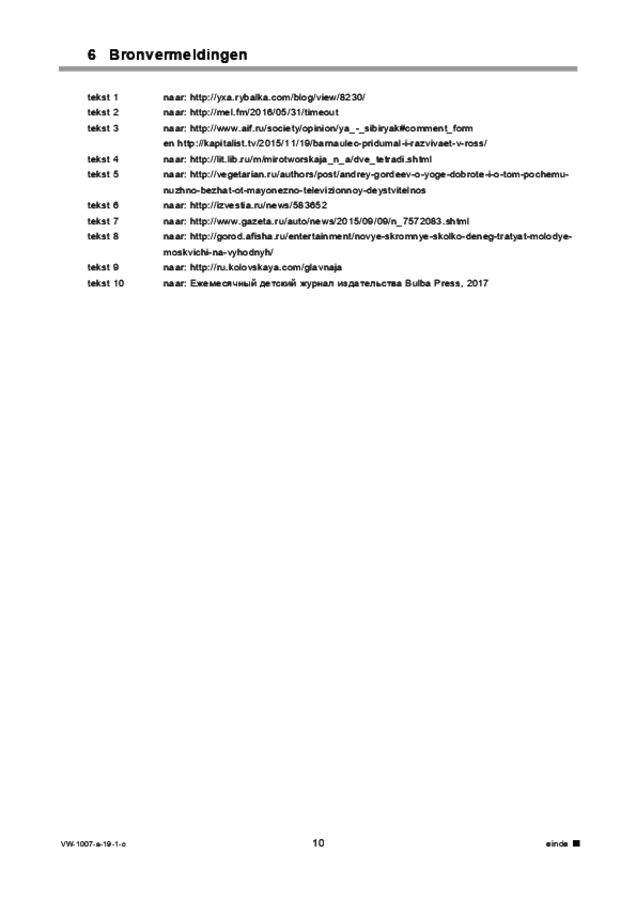 Correctievoorschrift examen VWO Russisch 2019, tijdvak 1. Pagina 10