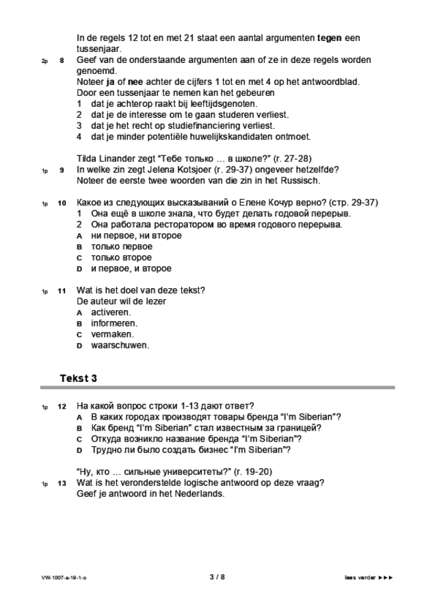 Opgaven examen VWO Russisch 2019, tijdvak 1. Pagina 3