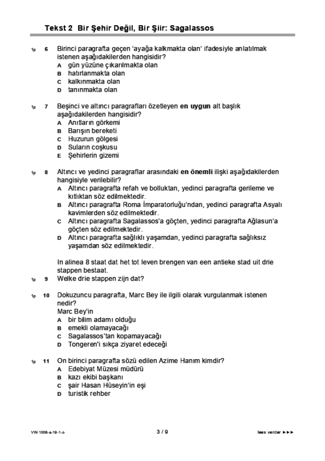 Opgaven examen VWO Turks 2019, tijdvak 1. Pagina 3