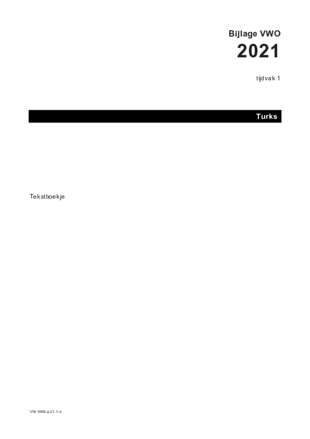 Bijlage examen VWO Turks 2021, tijdvak 1. Pagina 1