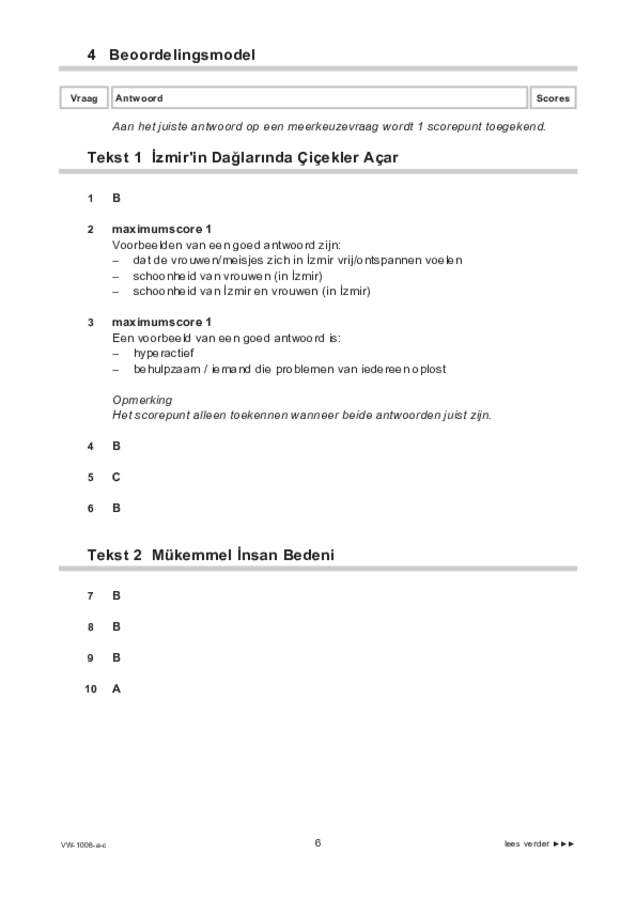 Correctievoorschrift examen VWO Turks 2021, tijdvak 1. Pagina 6