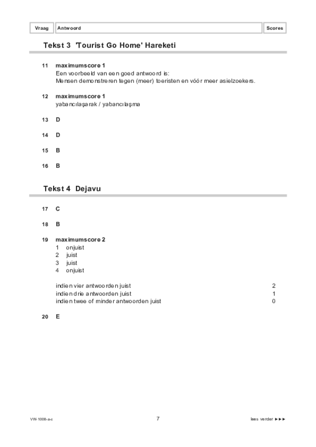 Correctievoorschrift examen VWO Turks 2021, tijdvak 1. Pagina 7