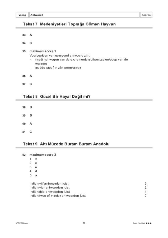 Correctievoorschrift examen VWO Turks 2021, tijdvak 1. Pagina 9