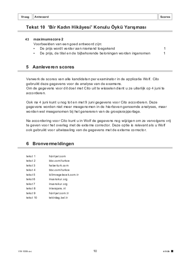 Correctievoorschrift examen VWO Turks 2021, tijdvak 1. Pagina 10