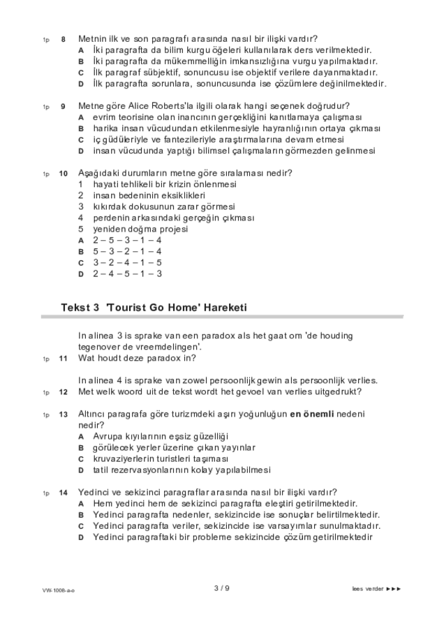 Opgaven examen VWO Turks 2021, tijdvak 1. Pagina 3