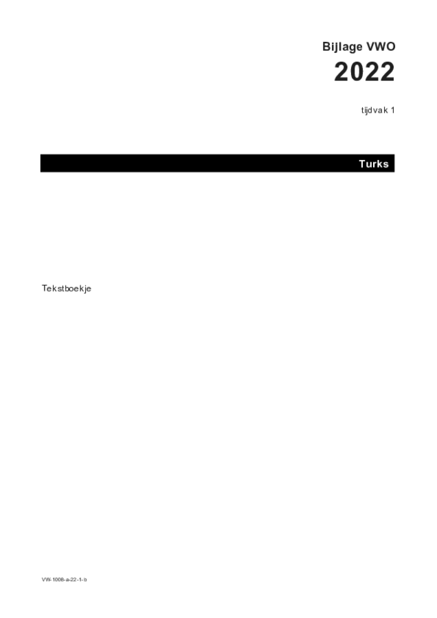 Bijlage examen VWO Turks 2022, tijdvak 1. Pagina 1