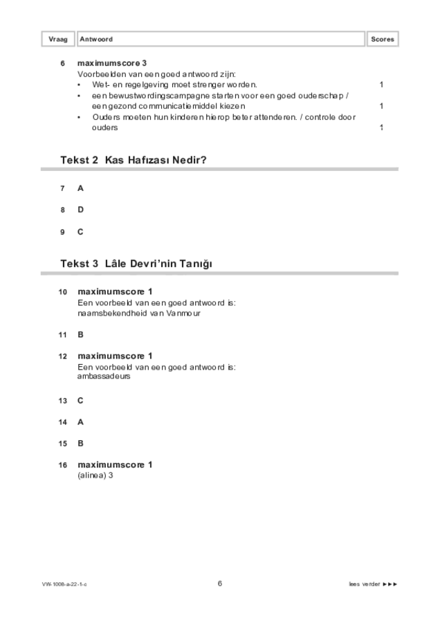 Correctievoorschrift examen VWO Turks 2022, tijdvak 1. Pagina 6