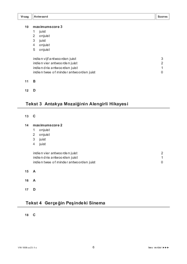 Correctievoorschrift examen VWO Turks 2023, tijdvak 1. Pagina 6