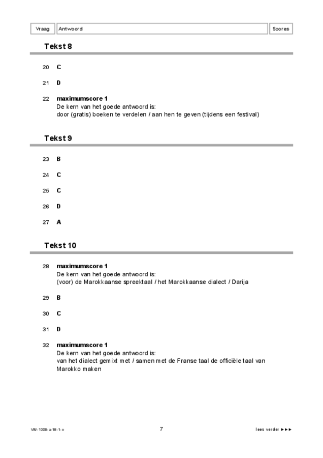 Correctievoorschrift examen VWO Arabisch 2018, tijdvak 1. Pagina 7
