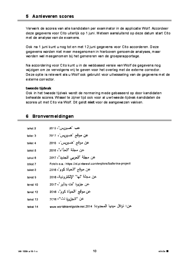Correctievoorschrift examen VWO Arabisch 2018, tijdvak 1. Pagina 10
