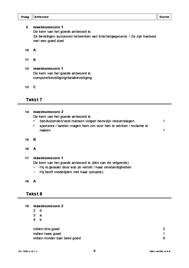 Correctievoorschrift examen VWO Arabisch 2019, tijdvak 1. Pagina 6