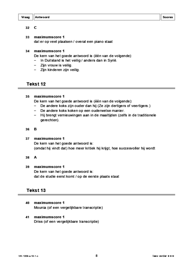 Correctievoorschrift examen VWO Arabisch 2019, tijdvak 1. Pagina 8