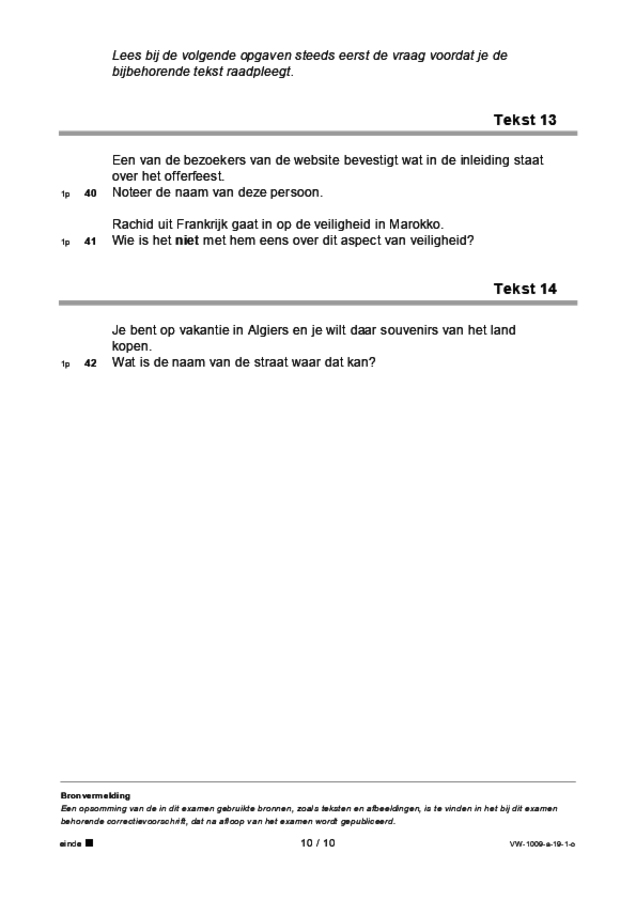 Opgaven examen VWO Arabisch 2019, tijdvak 1. Pagina 10