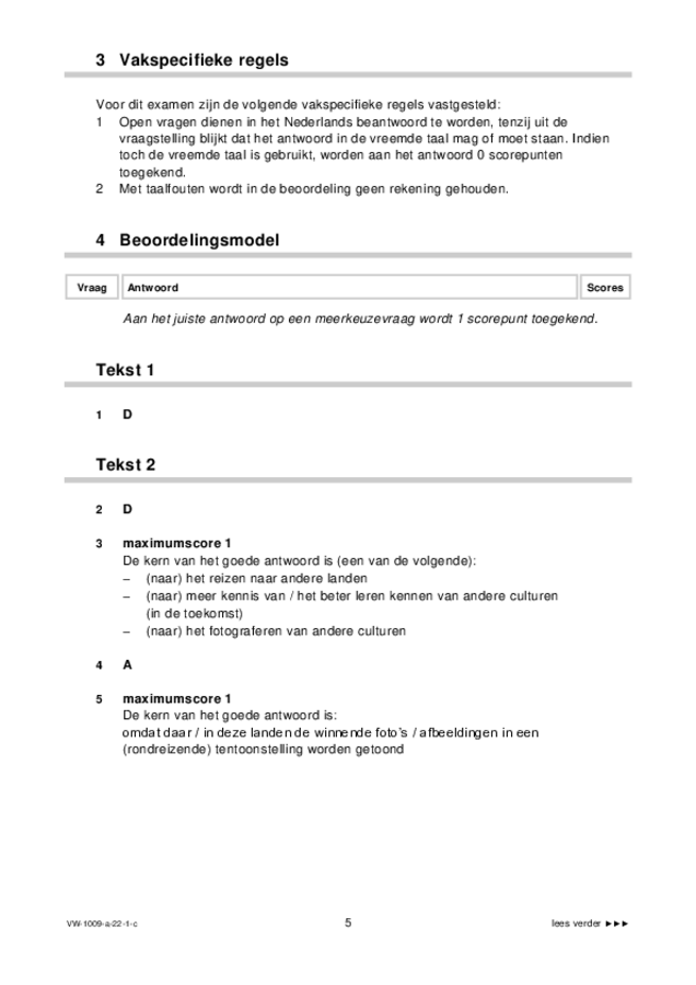 Correctievoorschrift examen VWO Arabisch 2022, tijdvak 1. Pagina 5