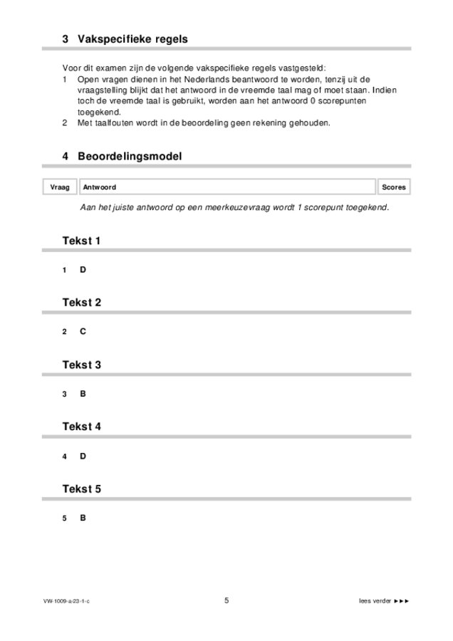Correctievoorschrift examen VWO Arabisch 2023, tijdvak 1. Pagina 5